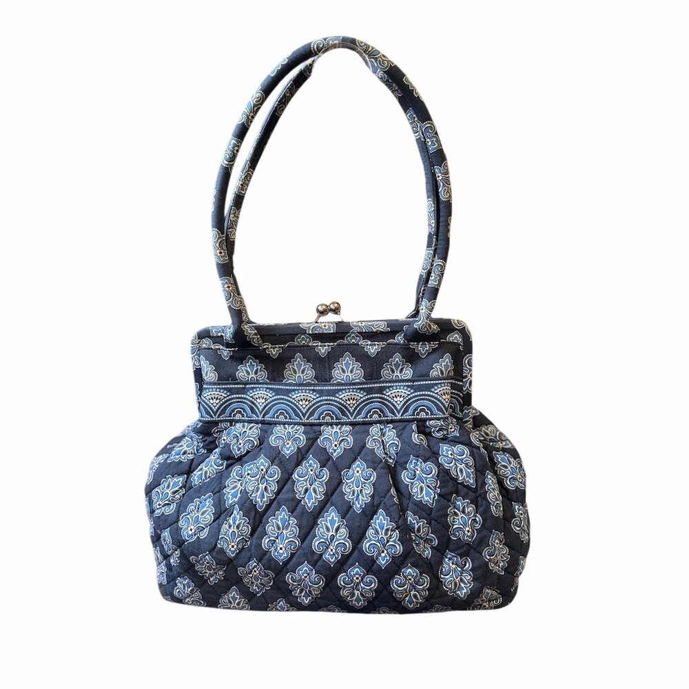 Vera Bradley Shoulder Bag Blue Floral Lagoon Calypso Print Quilted Kisslock